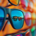 Colorful Sunglasses Display on a Rack